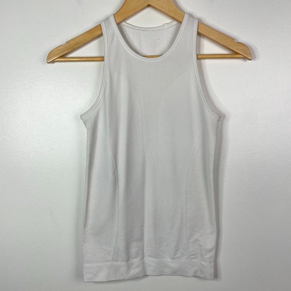 lululemon athletica Tops - Lululemon Swift High Neck Tank Top Workout Shirt White Size 4